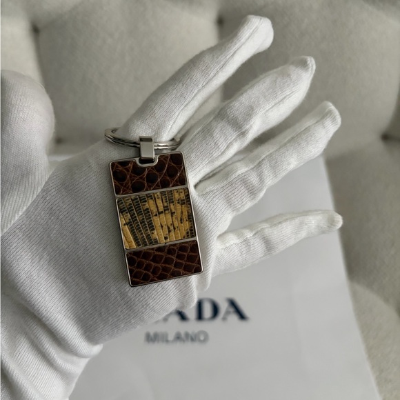 Prada Exotic Skins with Stainless Steel Keychain